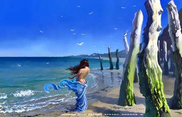 Картинка календари рисованные +векторная+графика 2019 ствол calendar берег девушка водоем