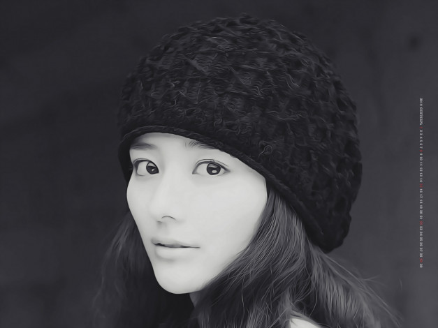 Обои картинки фото календари, компьютерный дизайн, шапка, девушка, лицо, calendar, 2019, женщина, взгляд