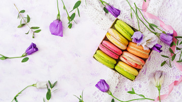 Картинка еда макаруны лакомство печенье ассорти