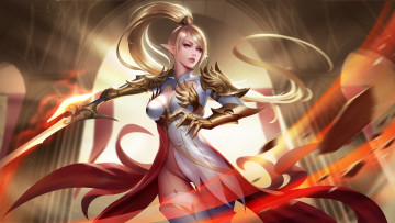 Картинка фэнтези эльфы девушка фон ушки униформа меч