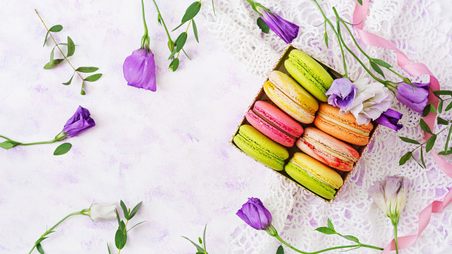 Обои картинки фото еда, макаруны, лакомство, печенье, ассорти