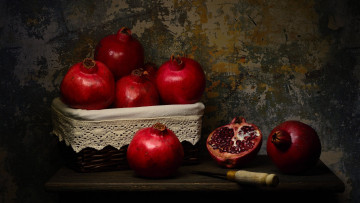 Картинка еда гранат корзинка гранаты зерна