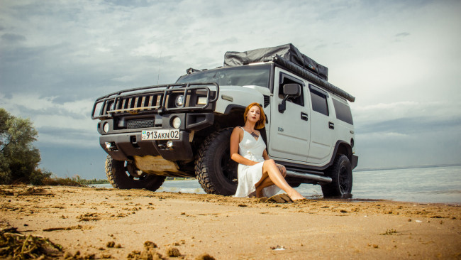 Обои картинки фото автомобили, -авто с девушками, hummer, h2