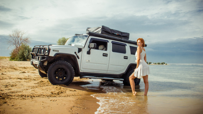 Обои картинки фото автомобили, -авто с девушками, hummer, h2