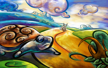 обоя рисованные, животные, черепахи