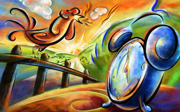 обоя рисованные, животные, птицы, курицы, петухи, цыплята