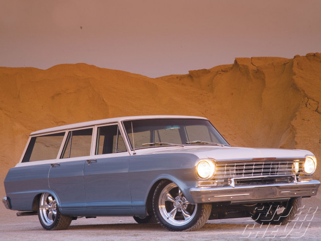 Обои картинки фото 1964, chevy, ii, nova, 400, wagon, автомобили, chevrolet