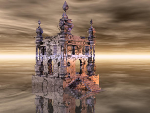 Картинка 3д графика architecture архитектура замок лесница