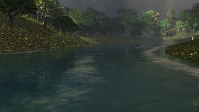 Обои картинки фото 3д, графика, nature, landscape, природа, река, деревья