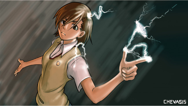 Обои картинки фото аниме, toaru, majutsu, no, index, мисака, молнии, девочка, разряд, to, aru, railgun, misaka, mikoto