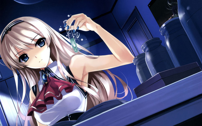 Обои картинки фото аниме, kurehito, misaki, mangaka, колбы, эксперимент, девушка