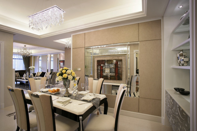 Обои картинки фото интерьер, столовая, цветы, стол, стулья