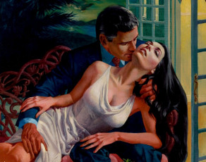 Картинка рисованные ed tadiello влюбленные магия ночи