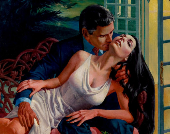 Обои картинки фото рисованные, ed, tadiello, влюбленные, магия, ночи