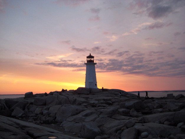 Обои картинки фото природа, маяки, закат, маяк, камни