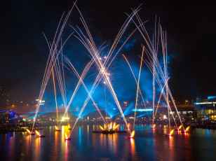 Картинка города сидней австралия река фейерверк