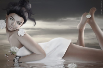 Картинка 3д графика people люди девушка цветы