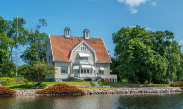 Картинка города стокгольм швеция nacka дом река растения