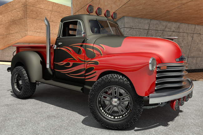 Обои картинки фото автомобили, 3д, 1951, chevrolet