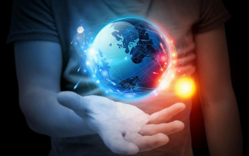 Картинка разное компьютерный+дизайн шар луна планета спутник звезда парень человек солнце ладонь рука футболка земля