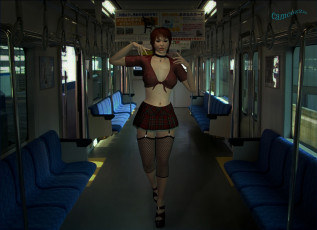 Картинка 3д+графика люди+ people взгляд девушка вагон фон