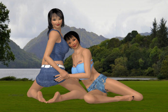 Картинка 3д+графика люди+ people девушки фон взгляд