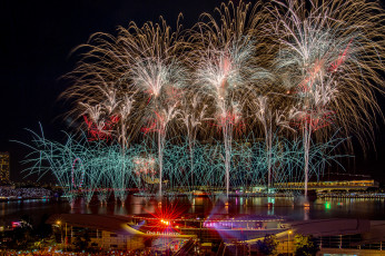 Картинка разное салюты +фейерверки ночь фейерверк