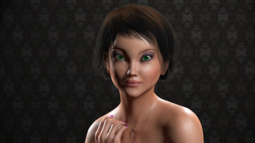 Картинка 3д+графика портрет+ portraits фон взгляд девушка