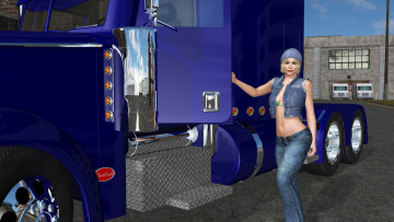 Картинка автомобили 3d+car&girl фон автомобиль взгляд девушка