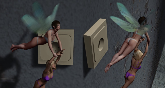 Обои картинки фото 3д графика, эльфы , elves, полет, феи, девушки, фон, взгляд