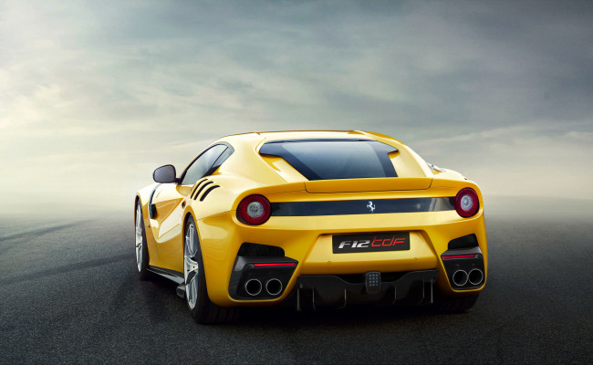 Обои картинки фото автомобили, ferrari, желтый, 2015г, f12tdf