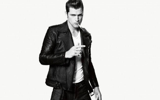 Обои картинки фото мужчины, sean opry, сигарета, косуха, куртка, брюнет, парень, модель