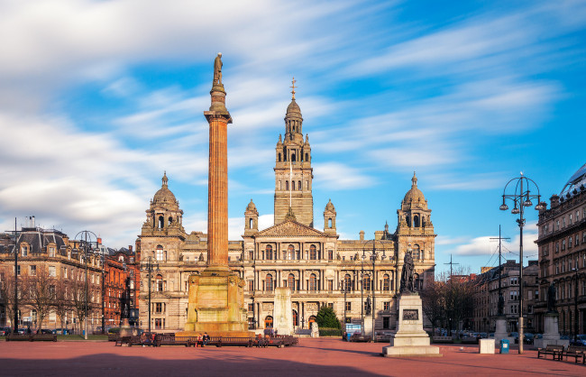 Обои картинки фото george square, города, - улицы,  площади,  набережные, шпиль, башня, колонна, площадь