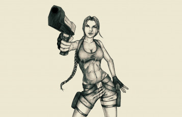 Картинка рисованное комиксы девушка фон взгляд пистолет коса