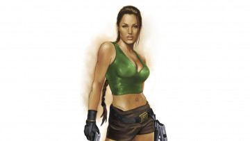 Картинка рисованное комиксы девушка фон взгляд шорты пистолет коса