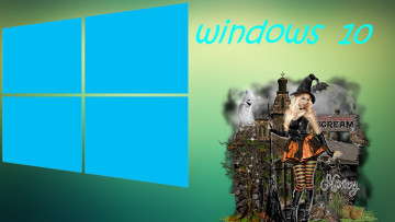 обоя компьютеры, windows  10, фон, логотип