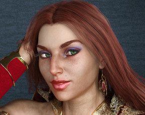Картинка 3д+графика портрет+ portraits фон взгляд девушка