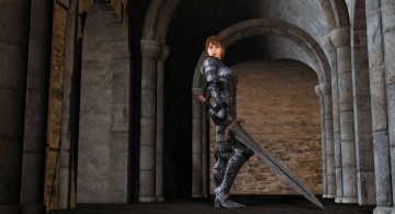 Картинка 3д+графика фантазия+ fantasy оружие фон взгляд девушка