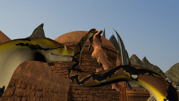 Картинка 3д+графика фантазия+ fantasy девушка взгляд фон змея