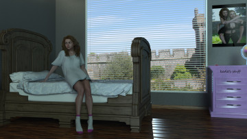 Картинка 3д+графика люди+ people девушки взгляд фон