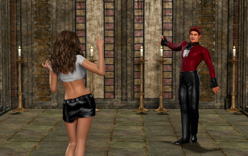 обоя 3д графика, люди , people, взгляд, девушка, фон