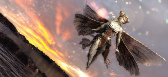 Обои картинки фото 3д графика, существа , creatures, девушка, взгляд, фон