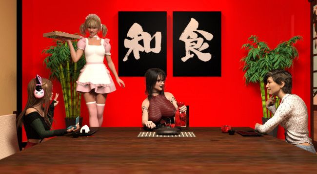 Обои картинки фото 3д графика, люди , people, девушки, взгляд, фон