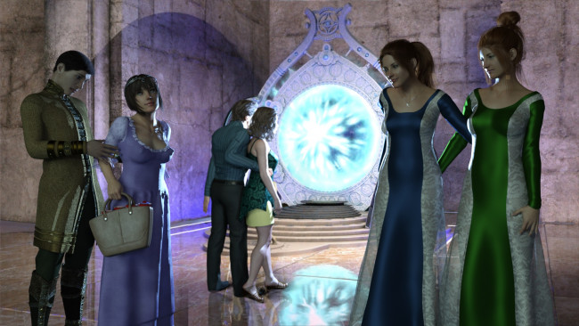 Обои картинки фото 3д графика, фантазия , fantasy, девушки, взгляд, фон