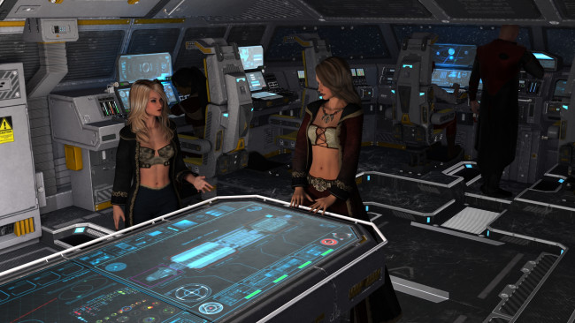 Обои картинки фото 3д графика, фантазия , fantasy, фон, взгляд, девушки