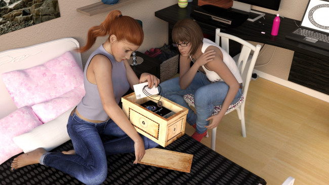 Обои картинки фото 3д графика, люди , people, фон, взгляд, девушки