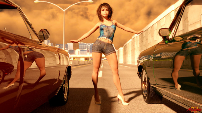 Обои картинки фото 3д графика, люди , people, фон, взгляд, девушка