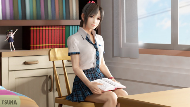 Обои картинки фото 3д графика, люди , people, взгляд, фон, девушка