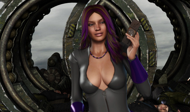 Обои картинки фото 3д графика, фантазия , fantasy, фон, взгляд, девушка