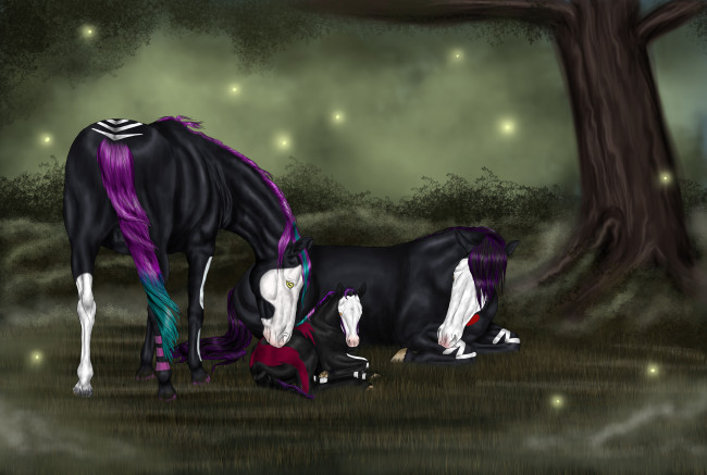 Обои картинки фото векторная графика, животные , animals, фон, лошади